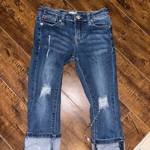 Hudson Jeans Distressed Cropped Jeans in Blue